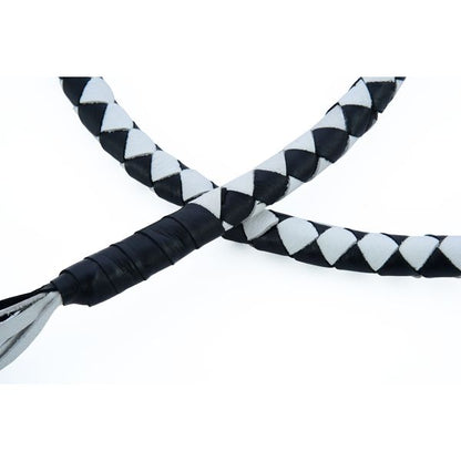 BSM4713 LEATHER BIKER WHIP–WHITE/BLACK