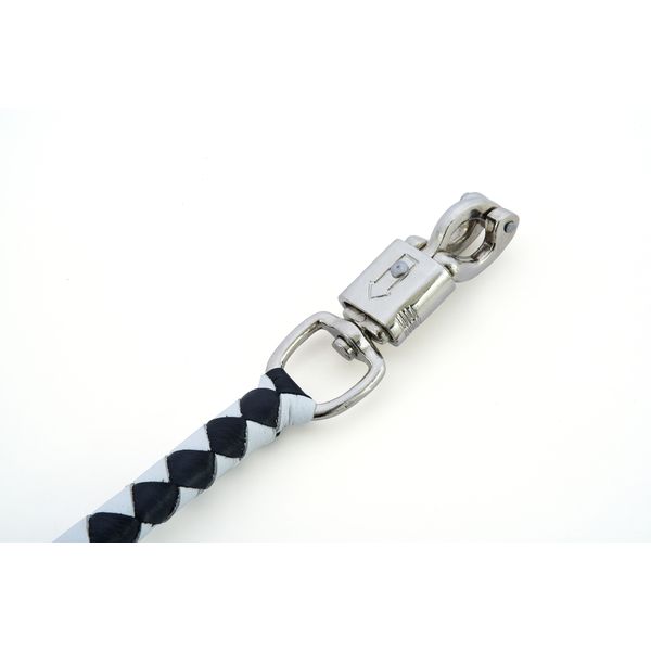 BSM4713 LEATHER BIKER WHIP–WHITE/BLACK