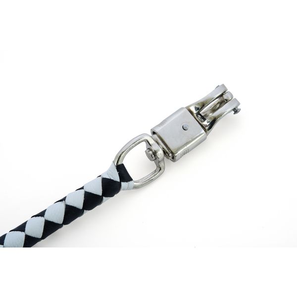 BSM4713 LEATHER BIKER WHIP–WHITE/BLACK