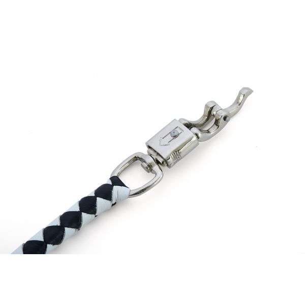 BSM4713 LEATHER BIKER WHIP–WHITE/BLACK