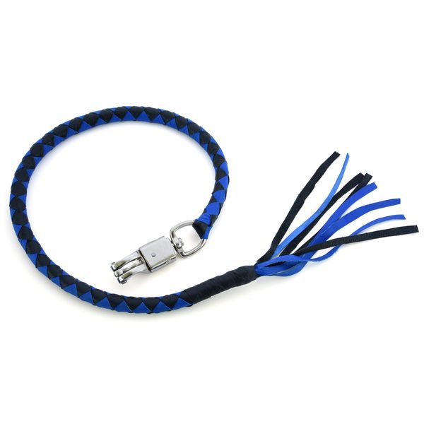 BSM4714 LEATHER BIKER WHIP–BLUE/BLACK