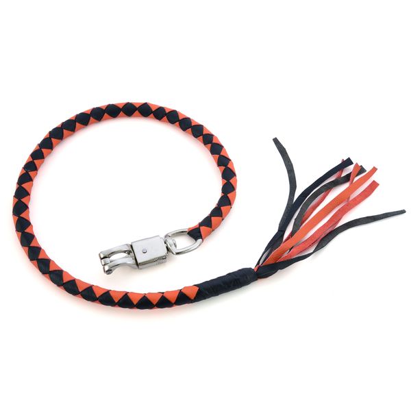 BSM4711 LEATHER BIKER WHIP–ORANGE/BLACK
