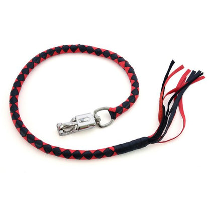 BSM4712 LEATHER BIKER WHIP–RED/BLACK
