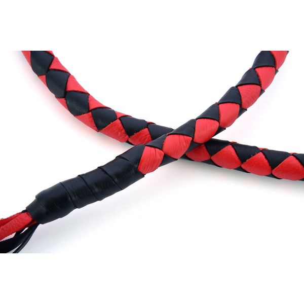 BSM4712 LEATHER BIKER WHIP–RED/BLACK