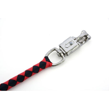 BSM4712 LEATHER BIKER WHIP–RED/BLACK