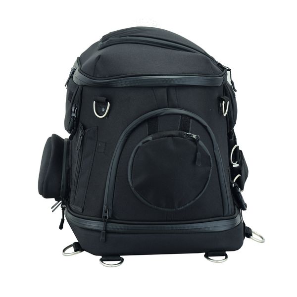 BSM4523 BLACK HEAVY DUTY TEXTILE MOTORCYCLE PET CARRIER SISSY BAR BAG