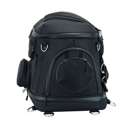 BSM4523 BLACK HEAVY DUTY TEXTILE MOTORCYCLE PET CARRIER SISSY BAR BAG