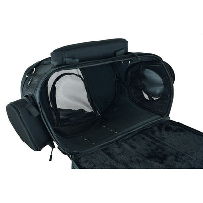 BSM4523 BLACK HEAVY DUTY TEXTILE MOTORCYCLE PET CARRIER SISSY BAR BAG