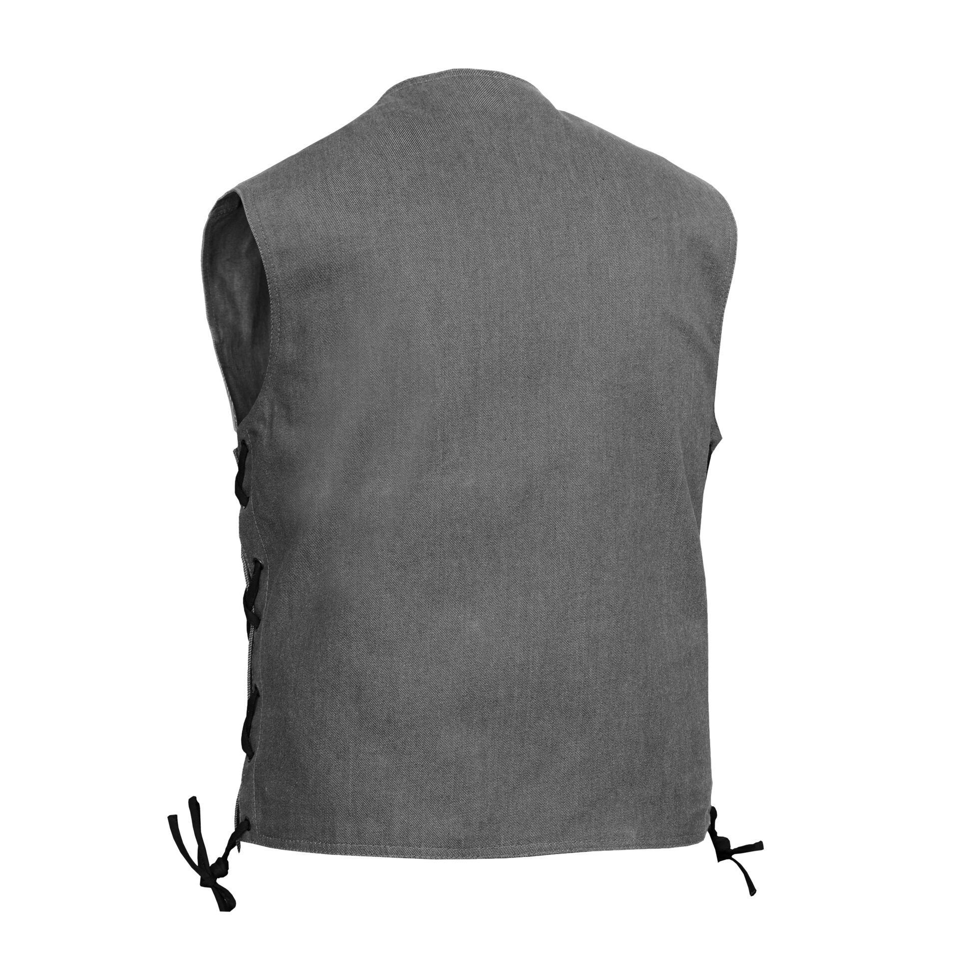 BSM1539 Men's Rough Rub-Off Raw Finish Broken Gray Denim Vest - Image 3