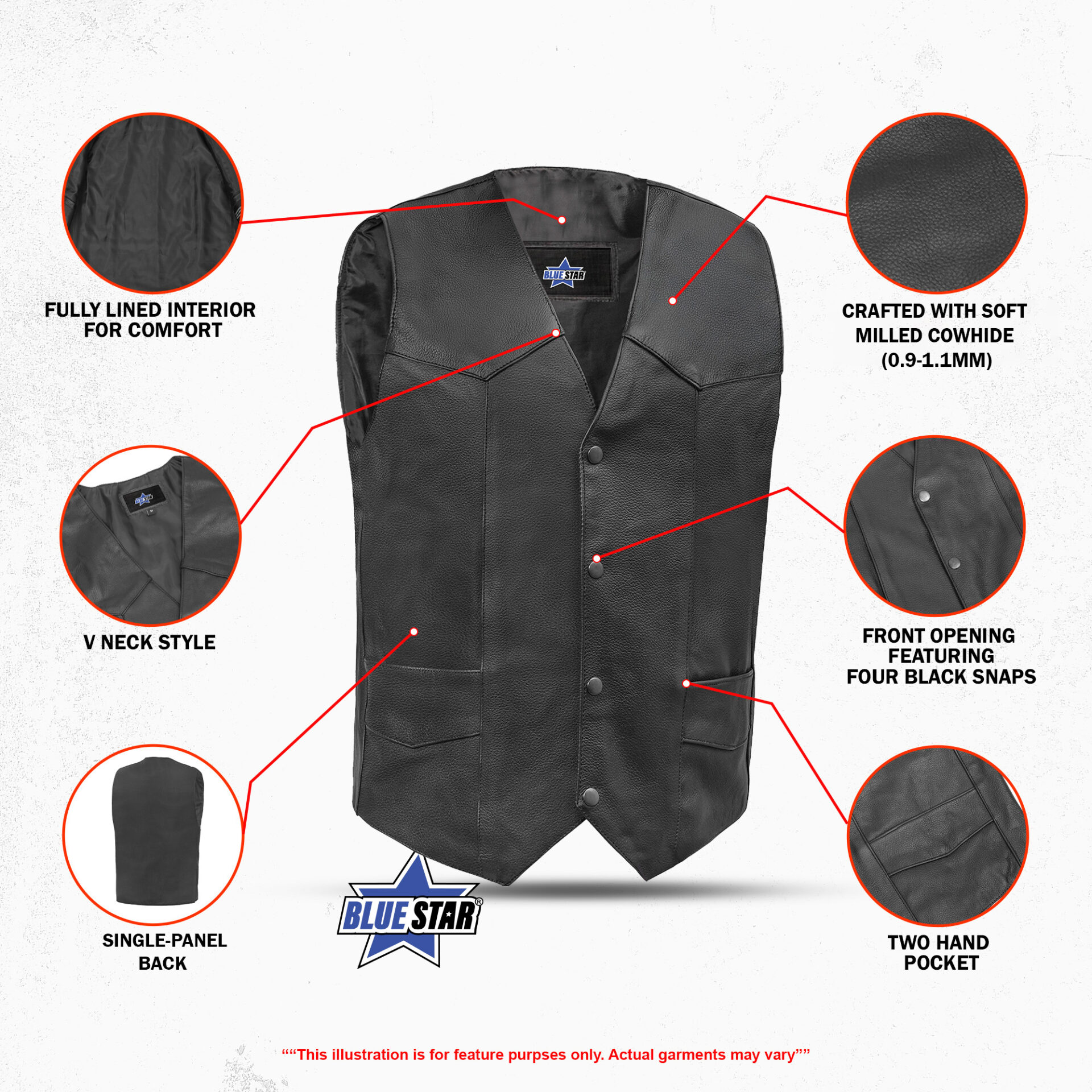 BSM1516 Men's Plain Side Economy Vest - Image 3