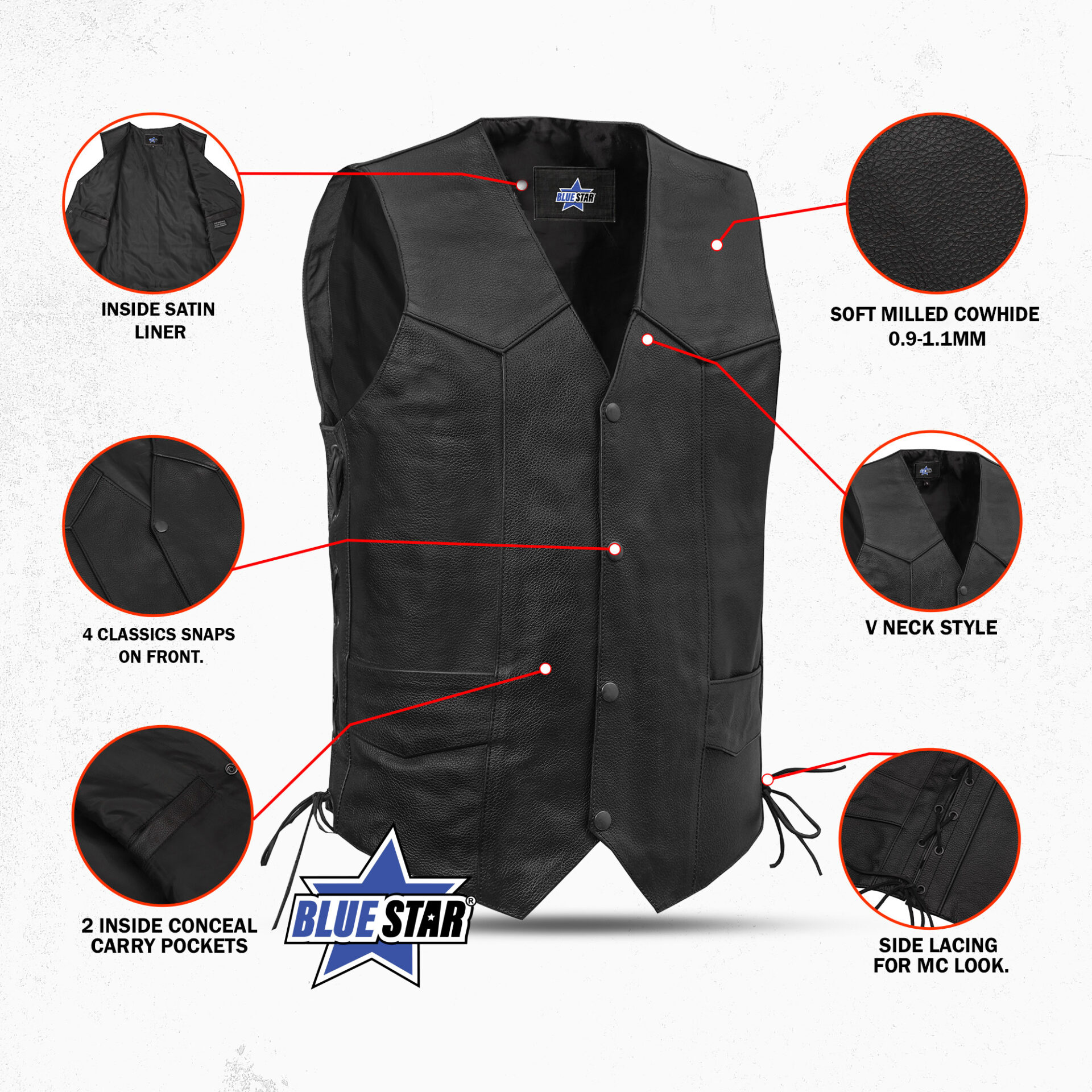 BSM1518 Men's Side Lace Economy Vest - Image 3
