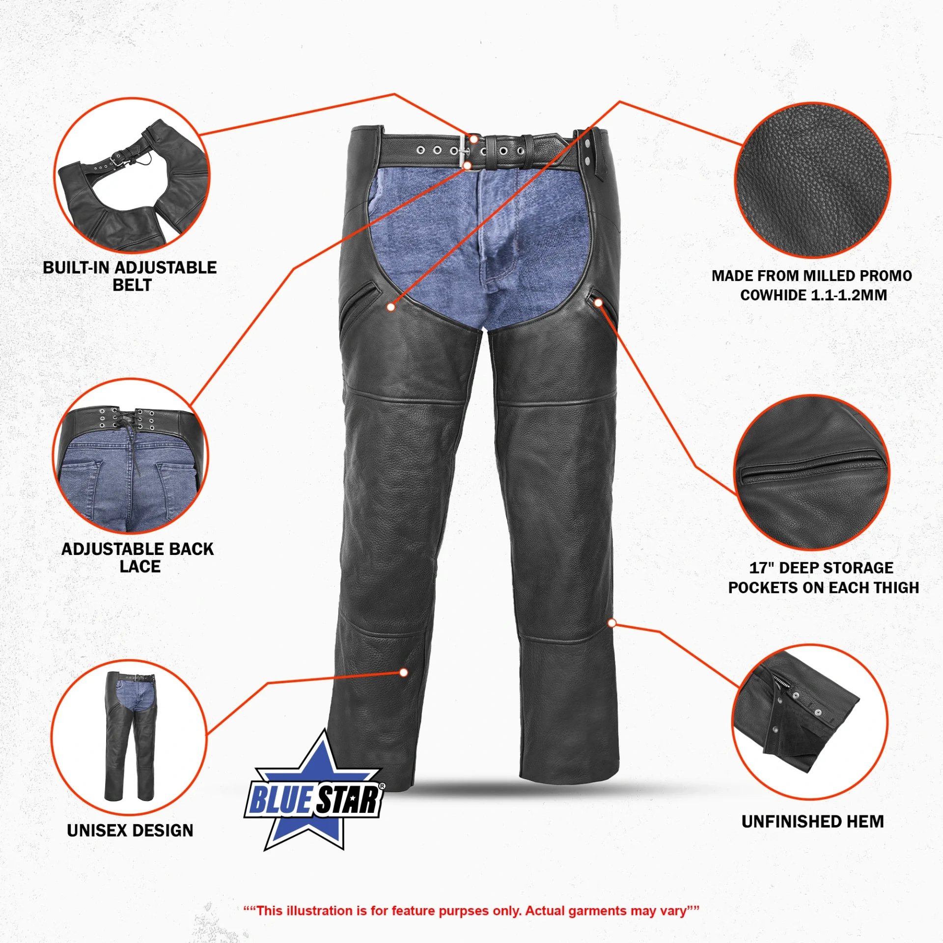 BSM3104 Unisex Economy Double Deep Pocket Chaps - Image 3