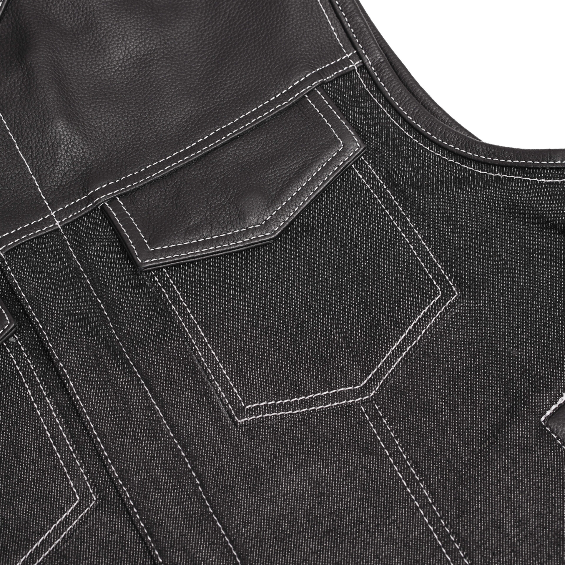 BSM1504 Men's Leather/Denim Combo Vest - Image 8