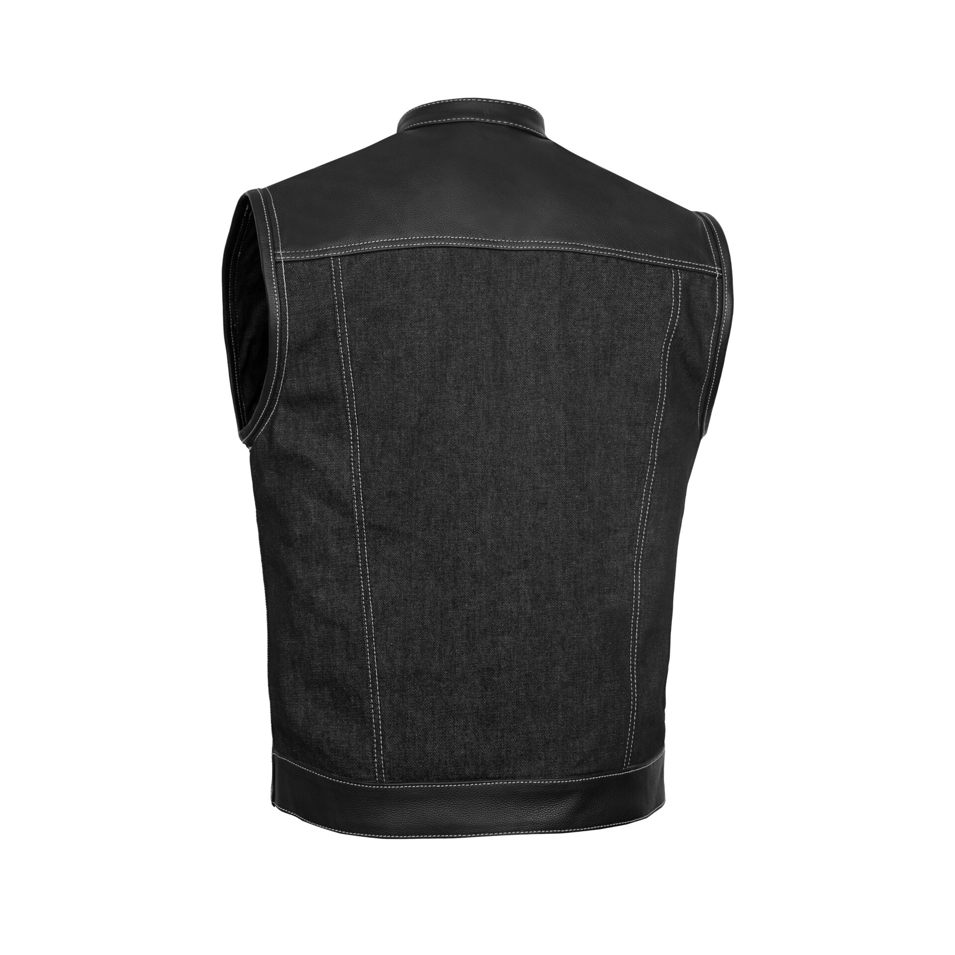 BSM1504 Men's Leather/Denim Combo Vest - Image 2
