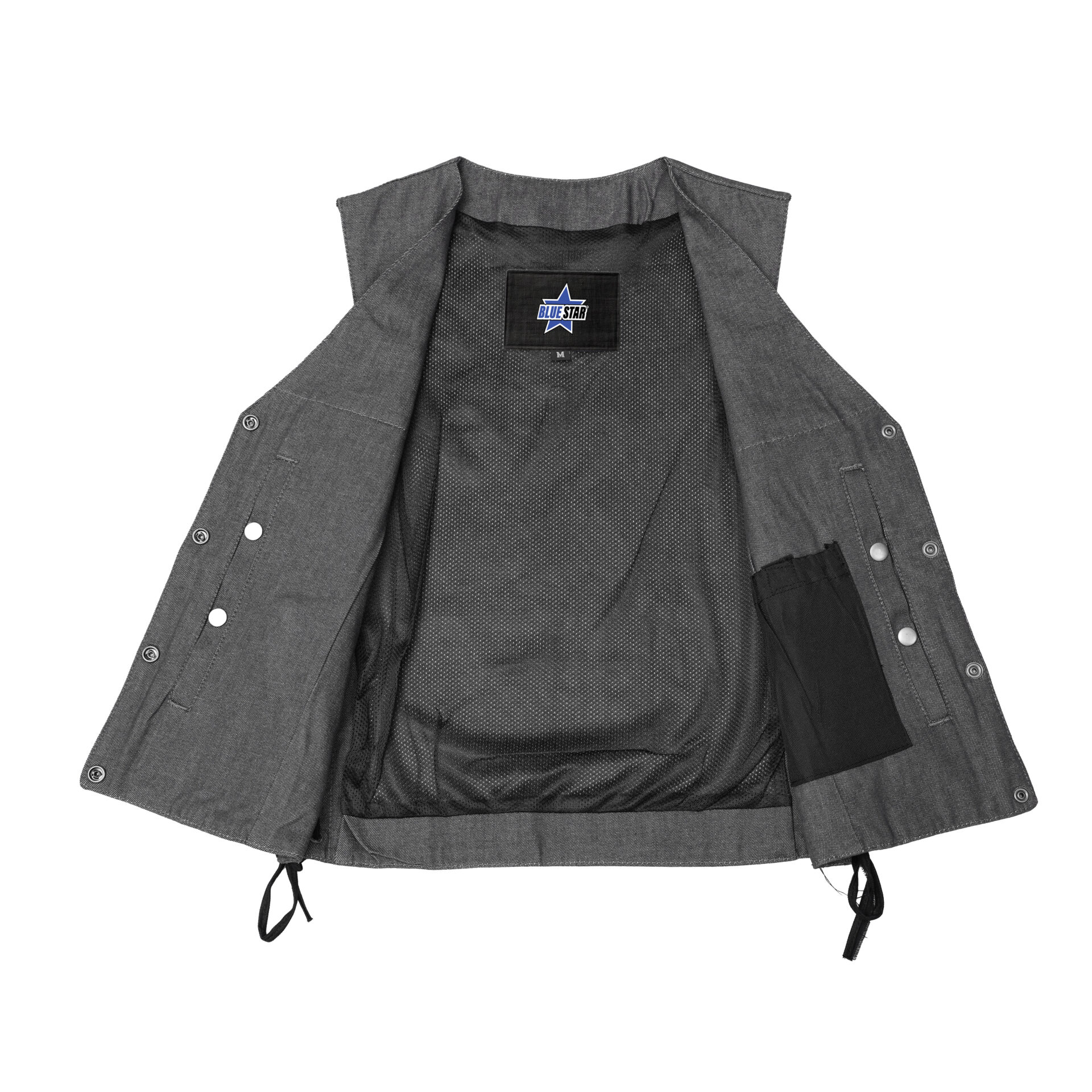 BSM2545 Women's Rough Rub-Off Raw Finish Broken Gray Denim Vest - Image 5