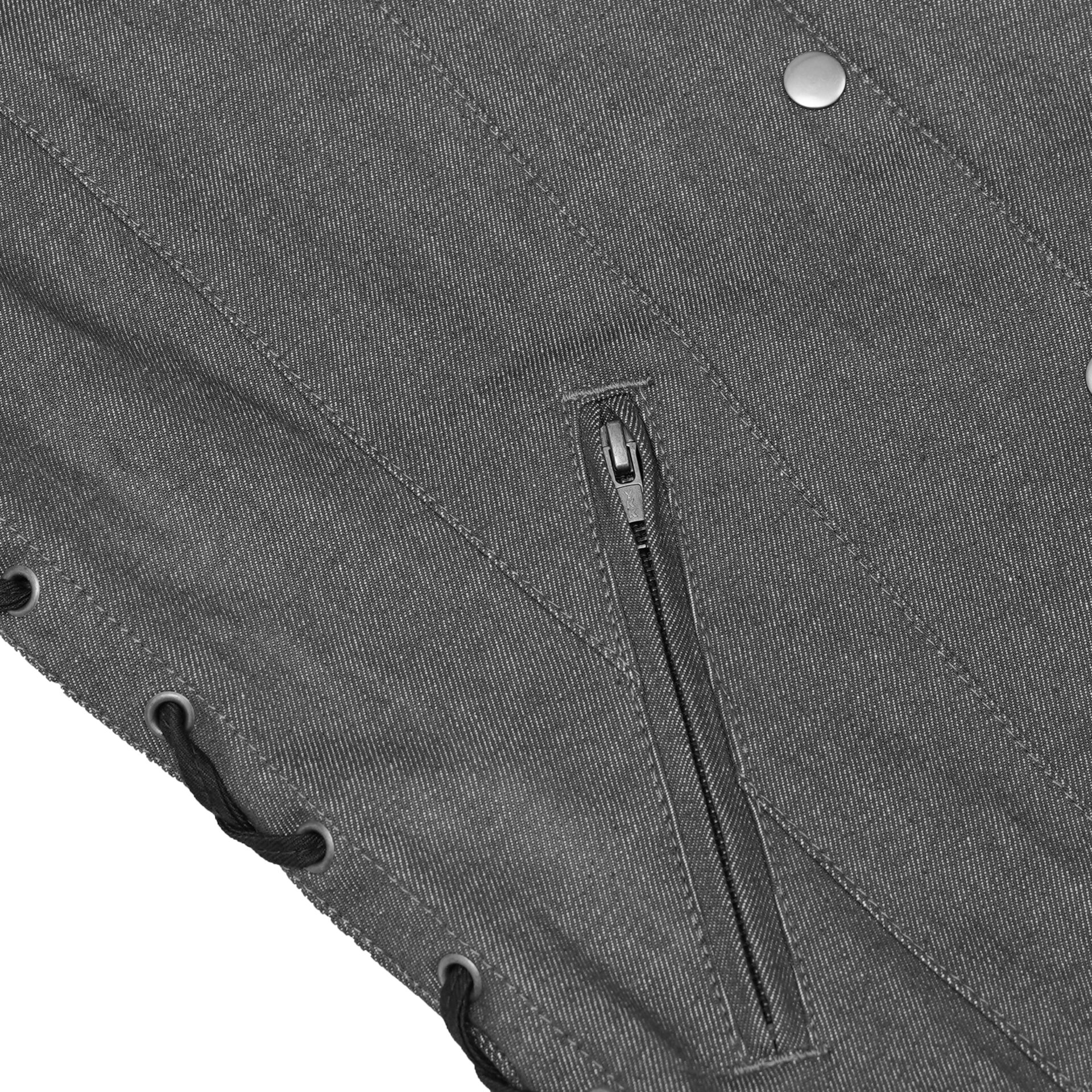 BSM2545 Women's Rough Rub-Off Raw Finish Broken Gray Denim Vest - Image 8