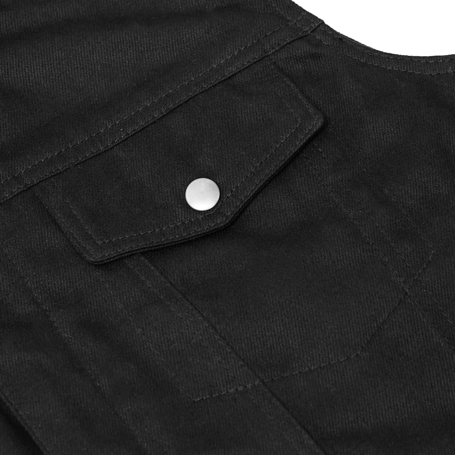 BSM1567 Snap Front Denim Vest- Black - Image 8