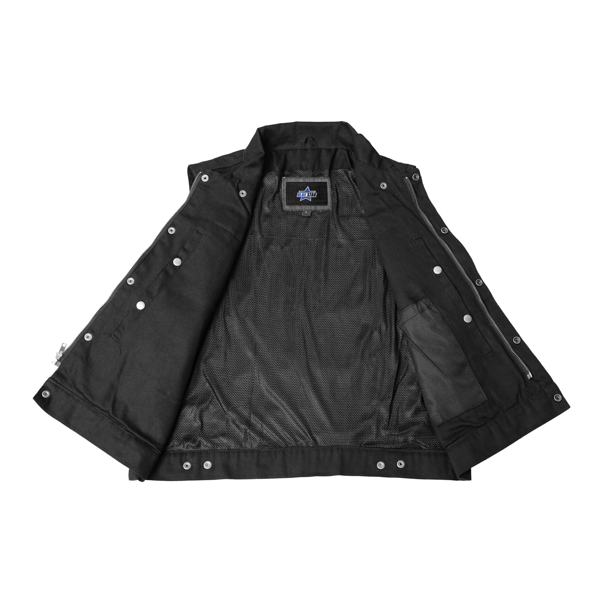 BSM1567 Snap Front Denim Vest- Black - Image 5