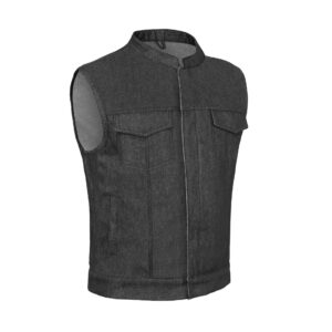 BSM1564 Men's Rough Rub-Off Raw Finish Denim Vest