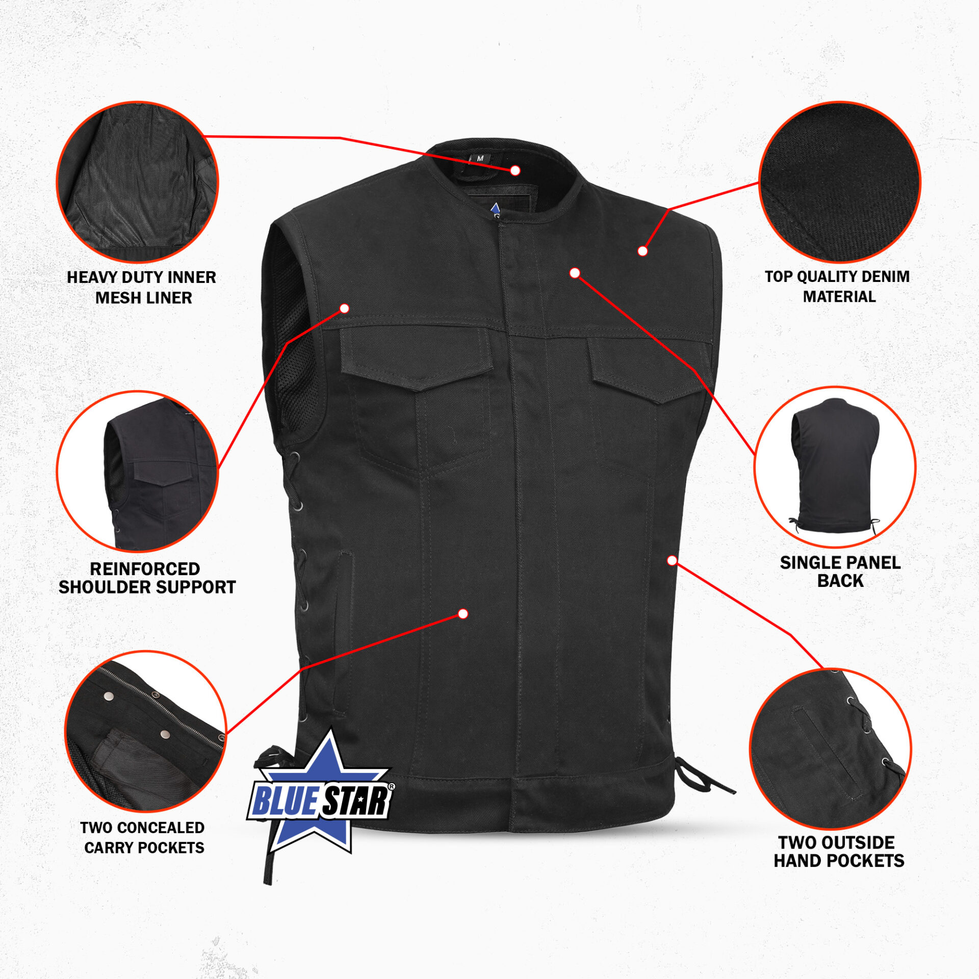 BSM1571 Denim Material, Upgraded Style Gun Pockets, All black construct - Image 3