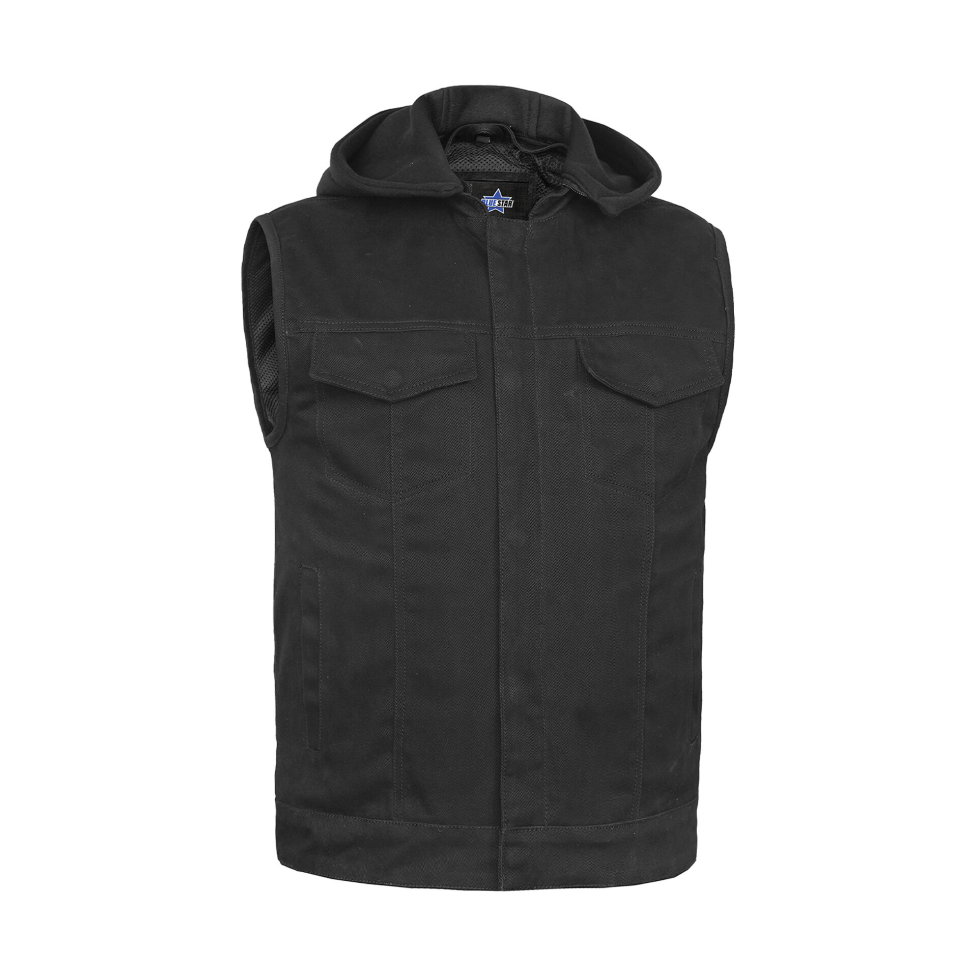BSM1565 Men's Black Denim Single Back Panel Concealment Vest w/Rem