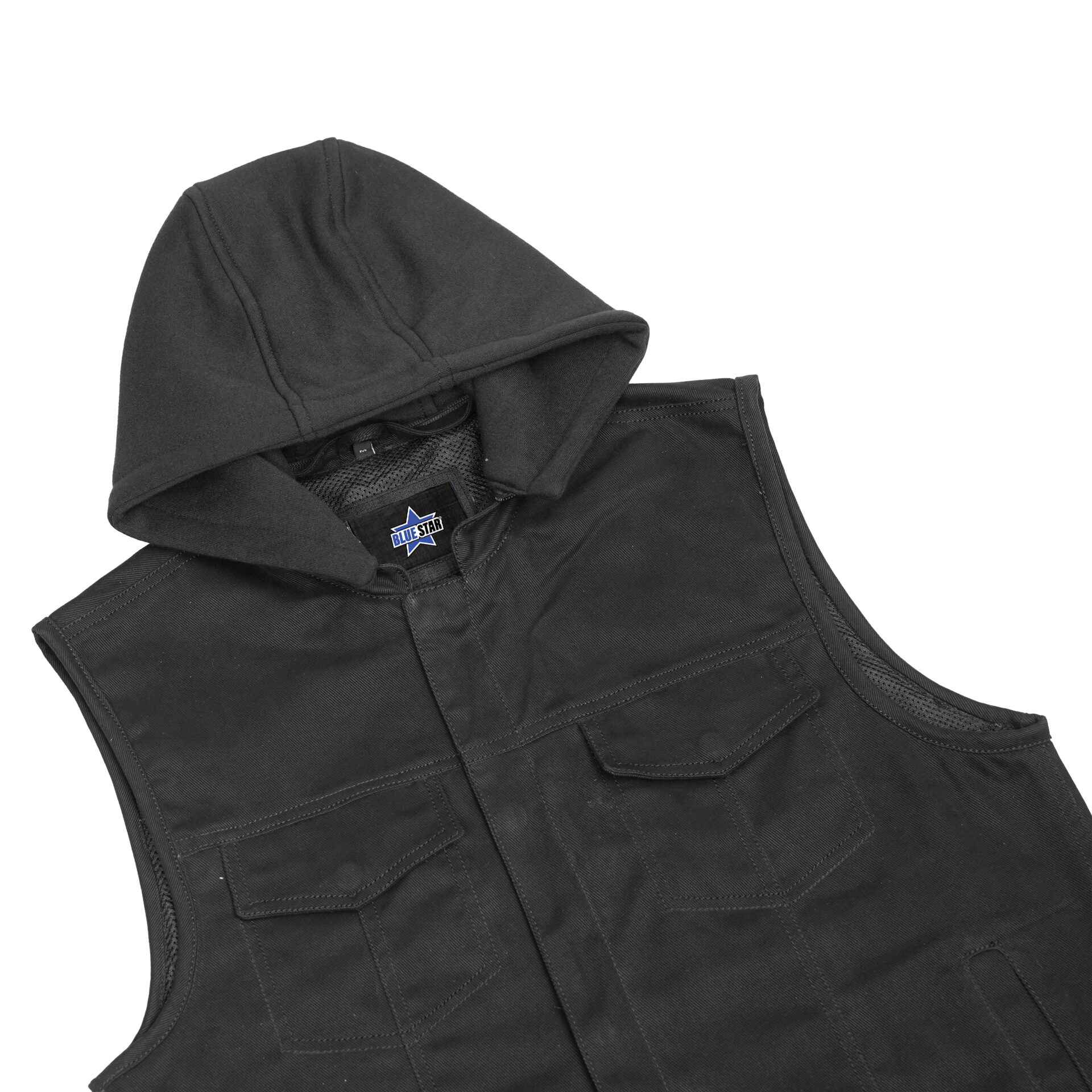 BSM1565 Men's Black Denim Single Back Panel Concealment Vest w/Rem - Image 7