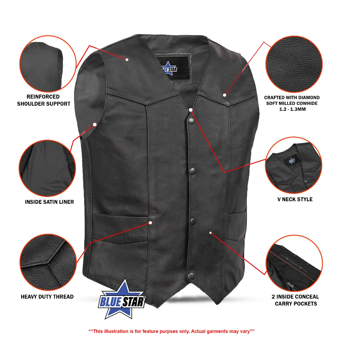 BSM1511 Traditional Single Back Panel Concealed Carry Vest - Image 3