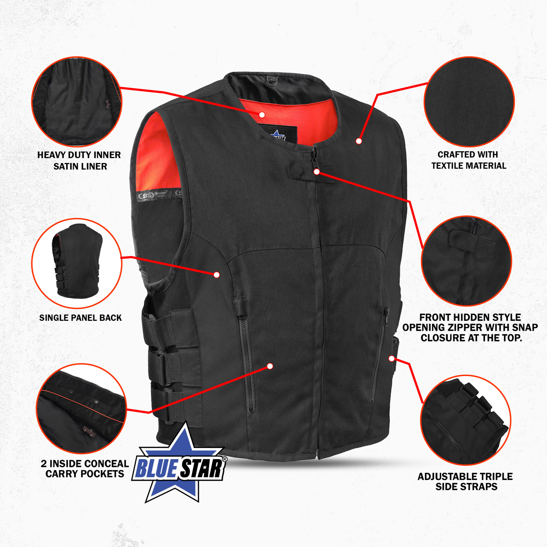 BSM1515 Men's Textile Updated SWAT Team Style Vest - Image 3