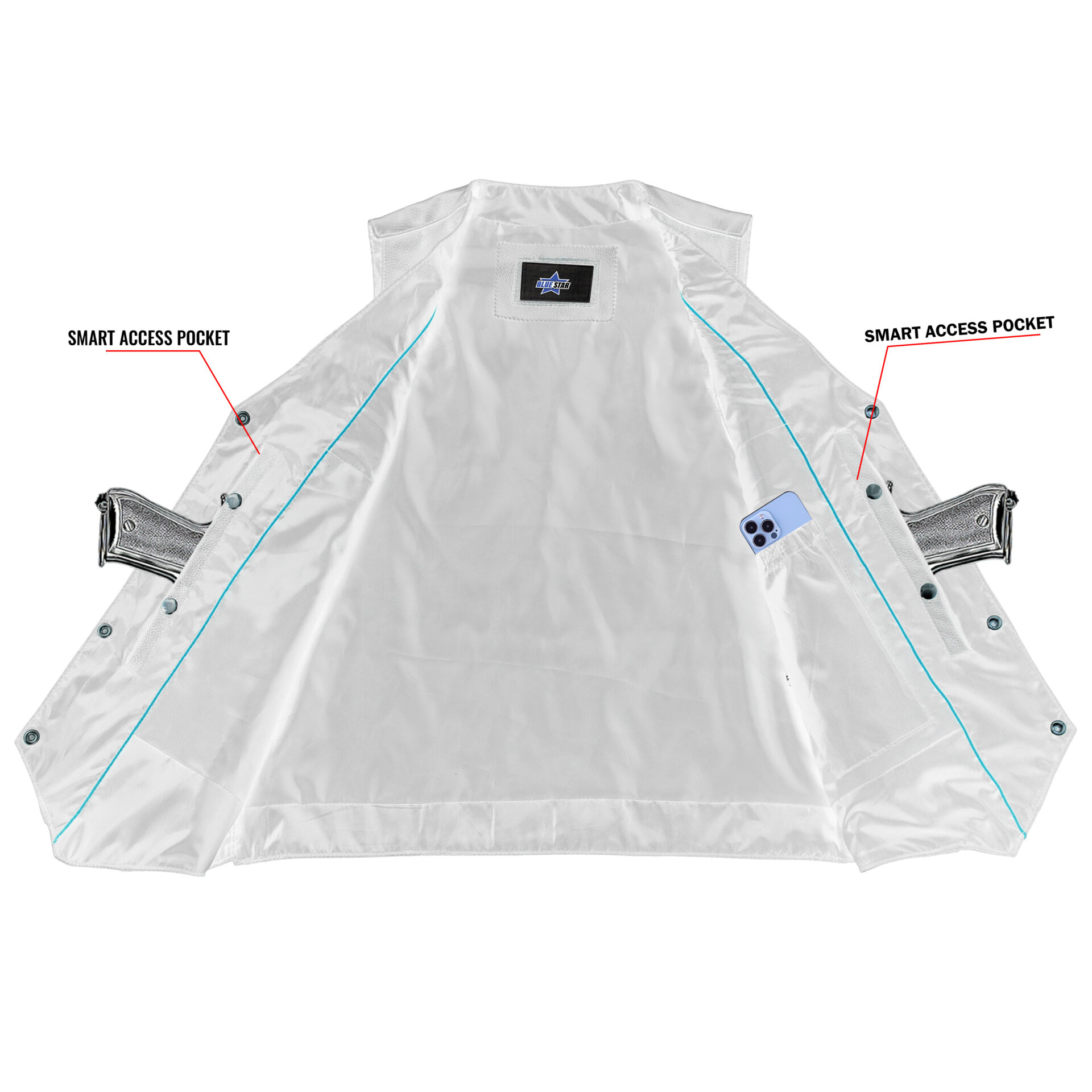 BSM1526 Men's Single Back Panel Concealed Carry Vest (Buffalo Nickel Sn - Image 4