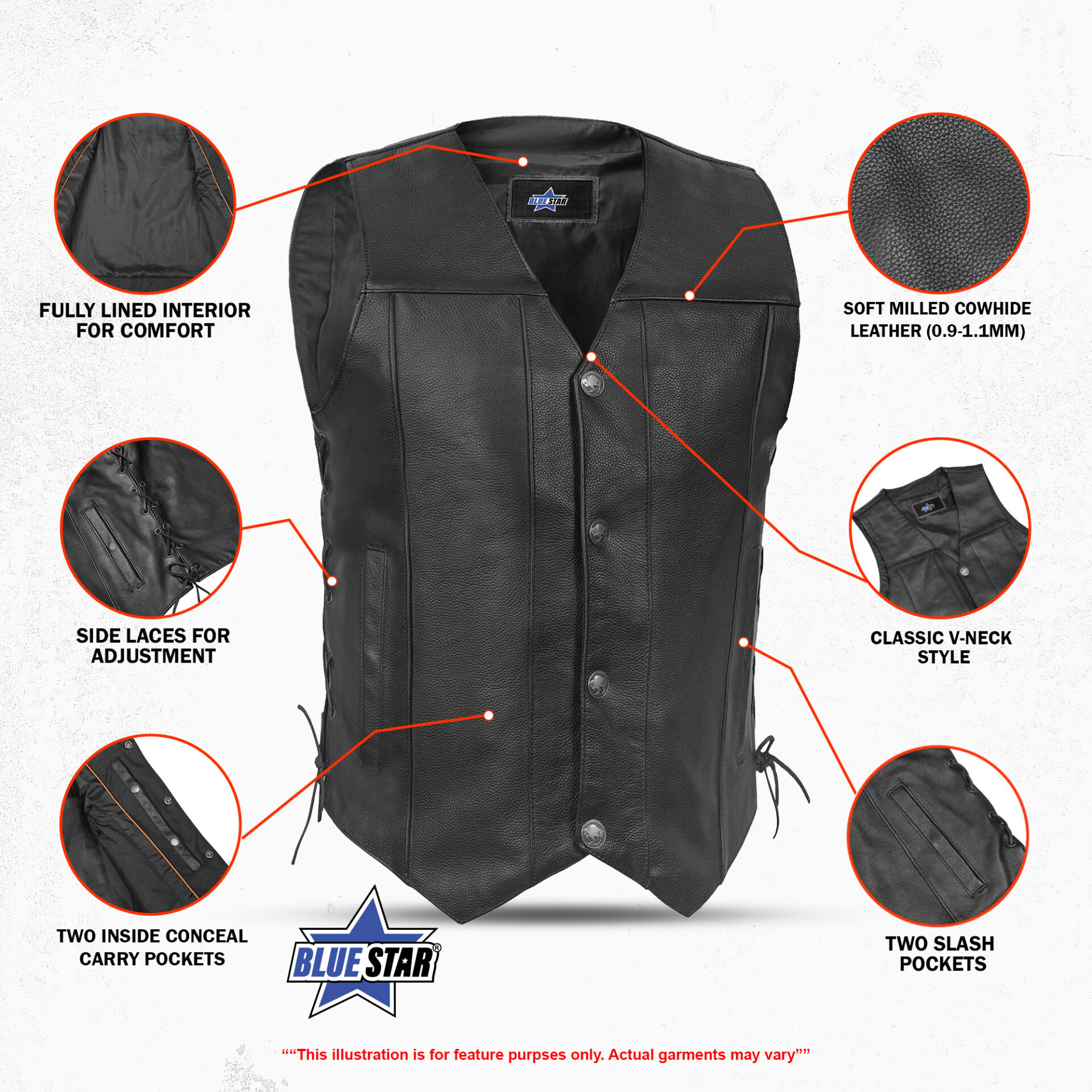 BSM1528 Men's Single Back Panel Concealed Carry Vest (Buffalo Nickel He - Image 3