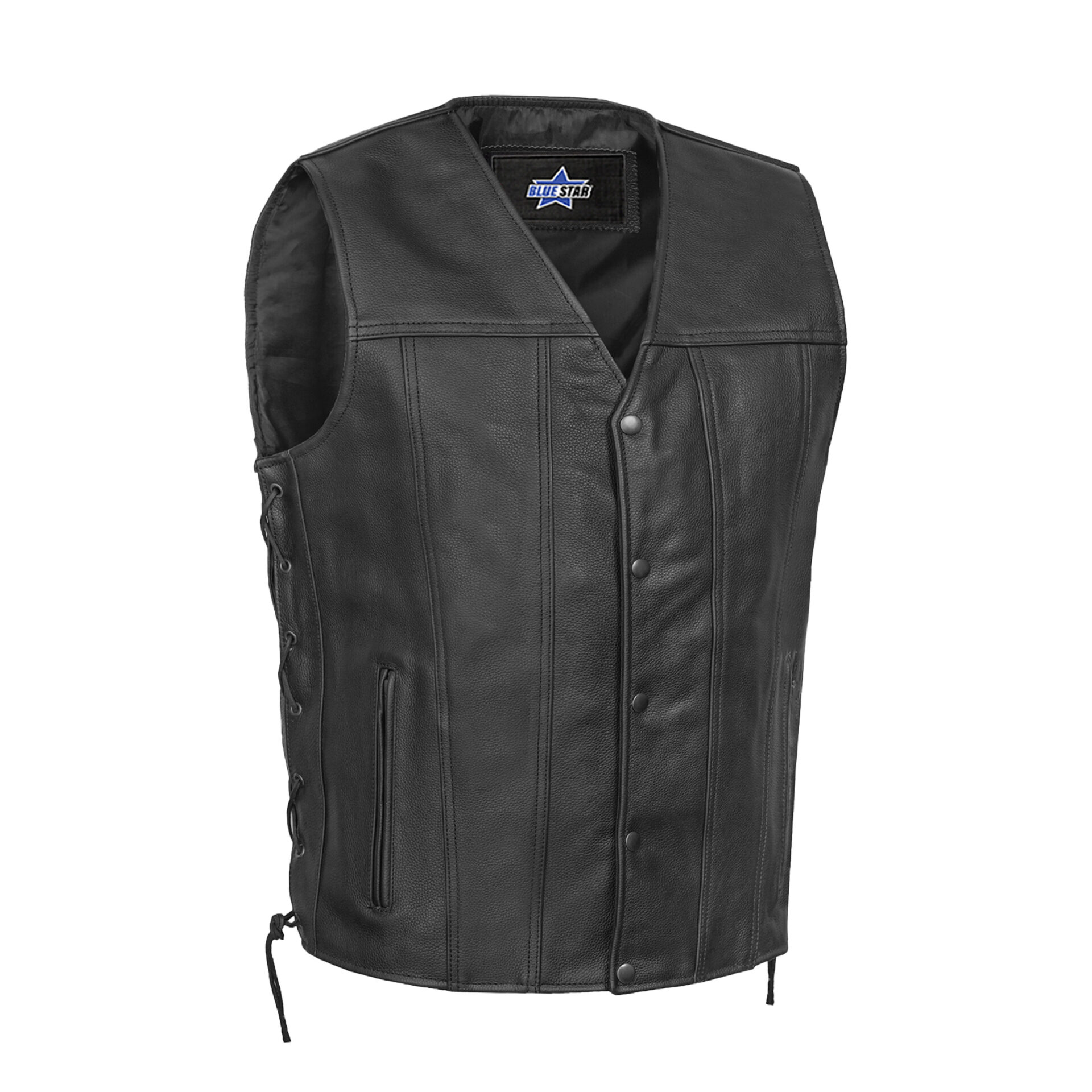 BSM1554 Men's Tall Classic Tapered Bottom Biker Leather Vest