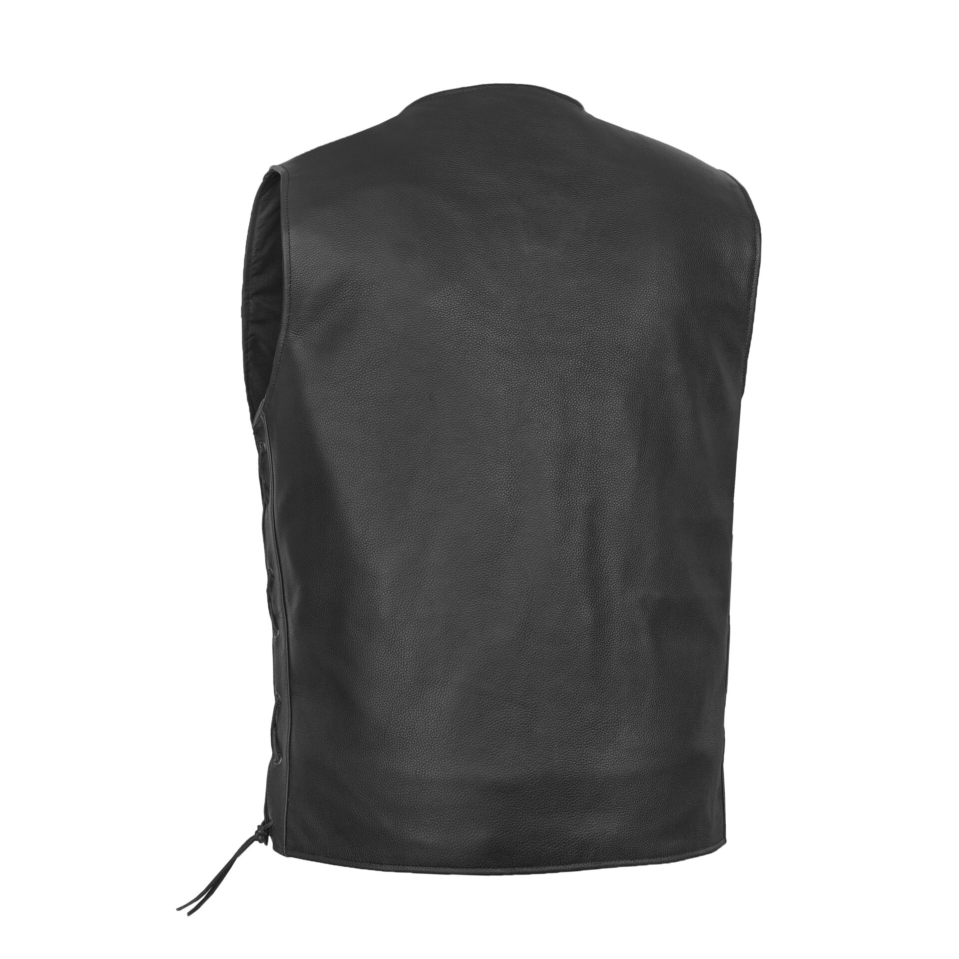 BSM1554 Men's Tall Classic Tapered Bottom Biker Leather Vest - Image 2