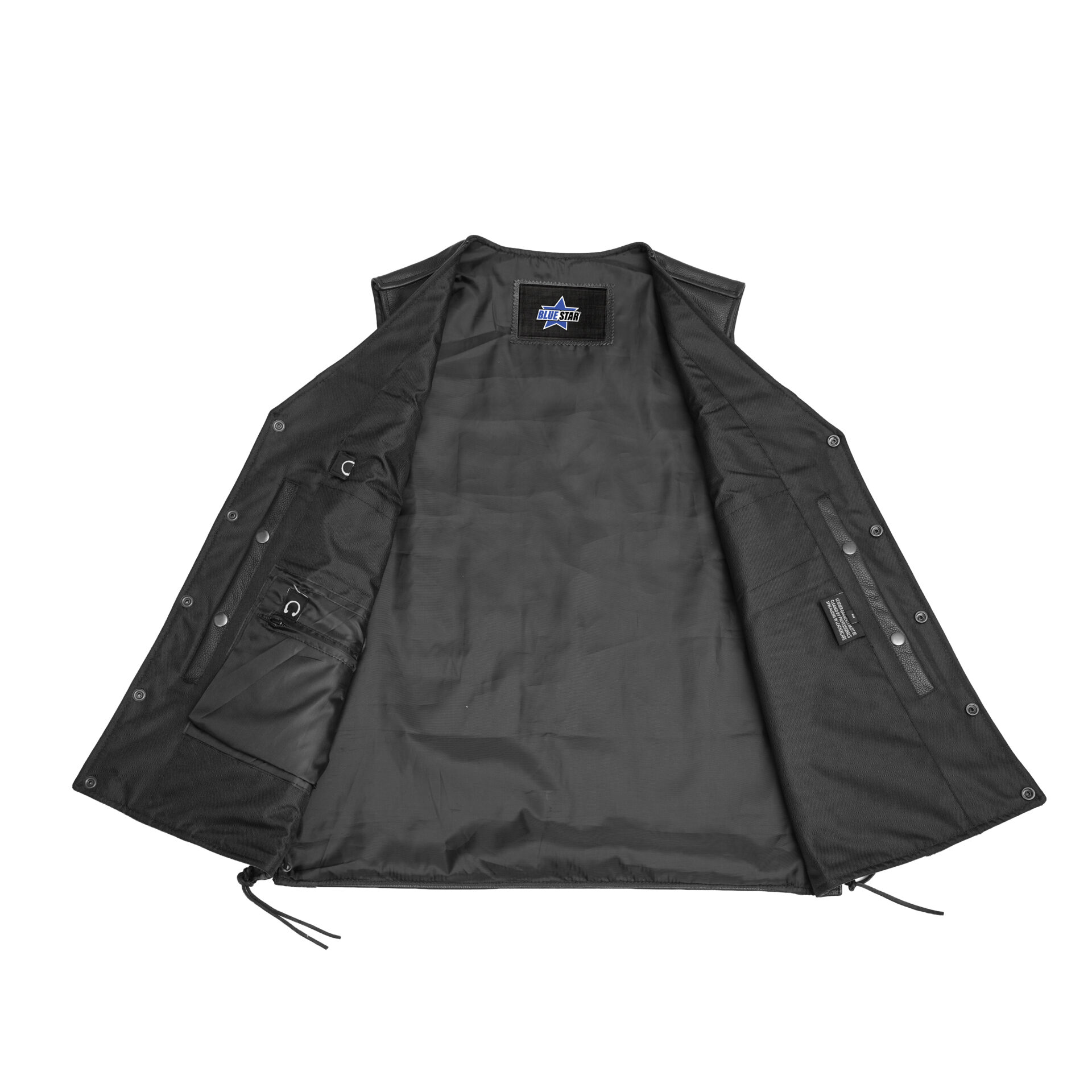 BSM1554 Men's Tall Classic Tapered Bottom Biker Leather Vest - Image 5