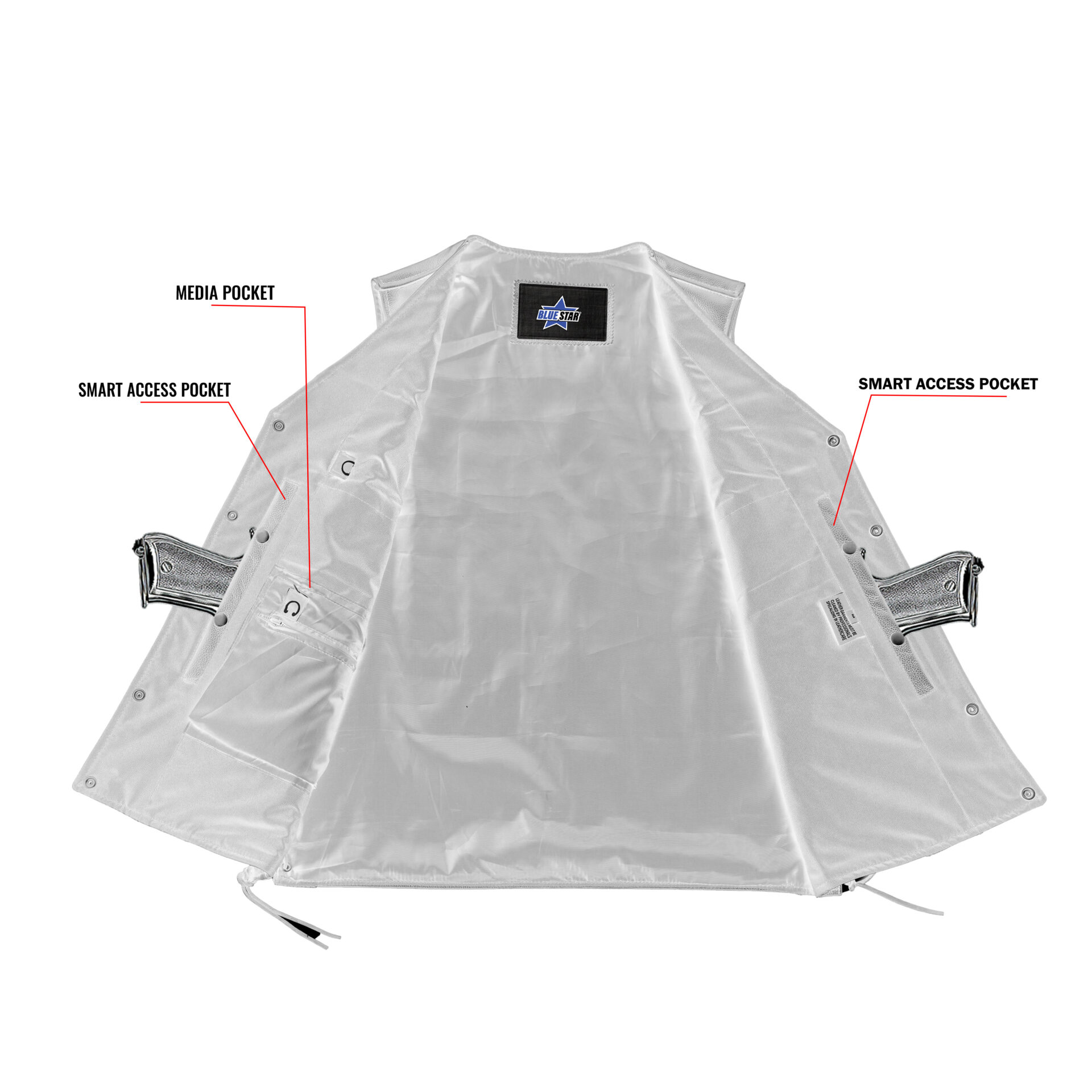 BSM1554 Men's Tall Classic Tapered Bottom Biker Leather Vest - Image 4