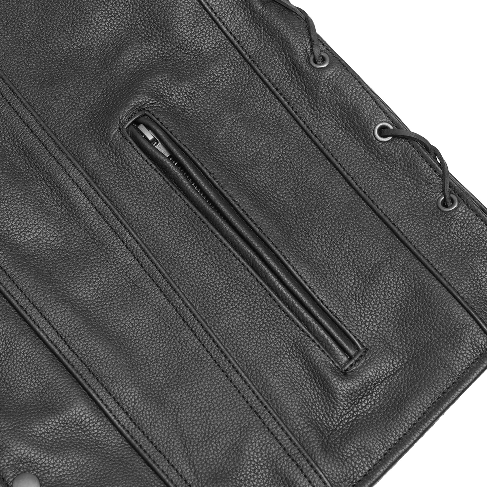 BSM1554 Men's Tall Classic Tapered Bottom Biker Leather Vest - Image 8