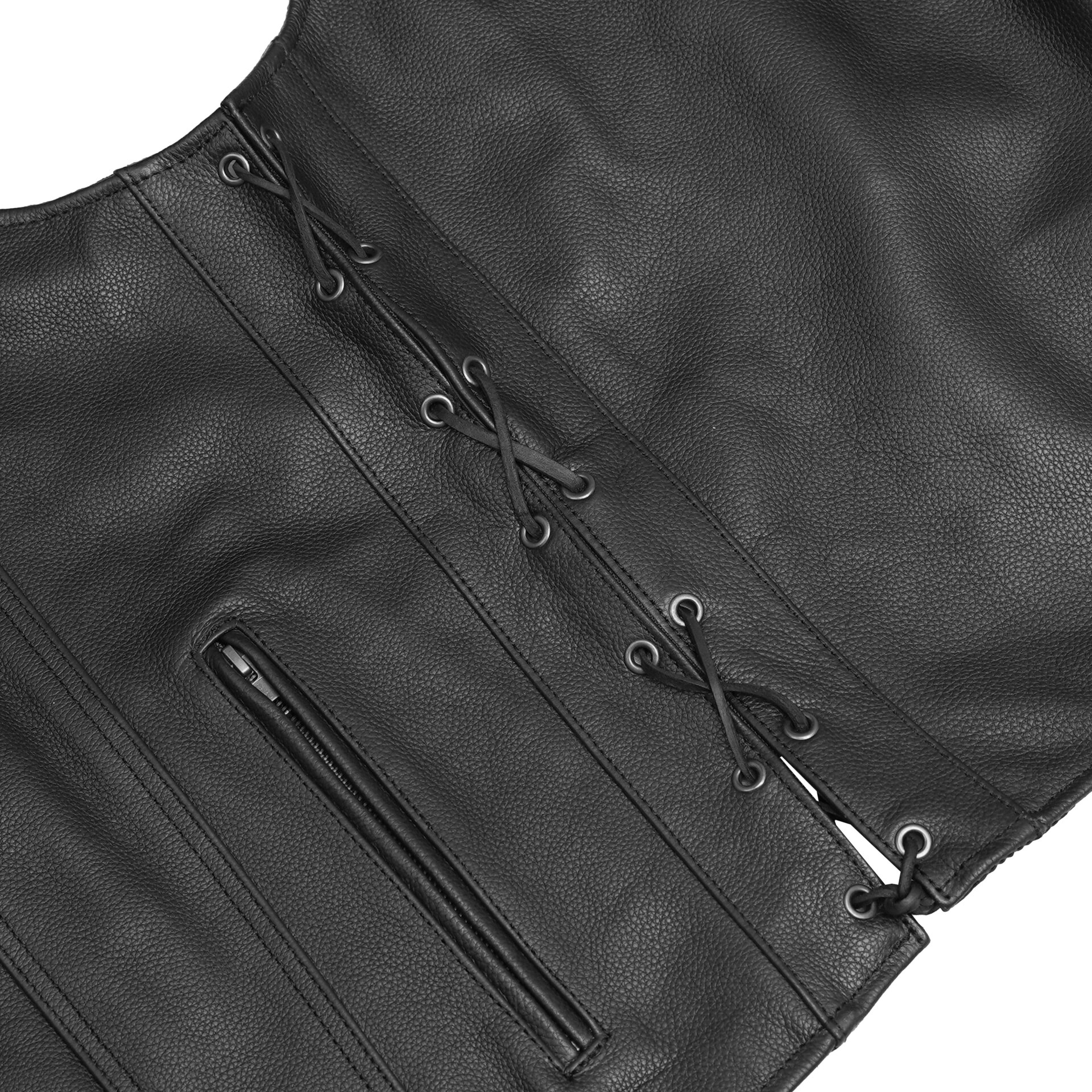 BSM1554 Men's Tall Classic Tapered Bottom Biker Leather Vest - Image 9