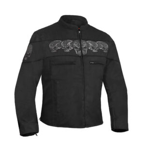 BSM1103 Men's Textile Scooter Style Jacket w/ Reflective Skulls