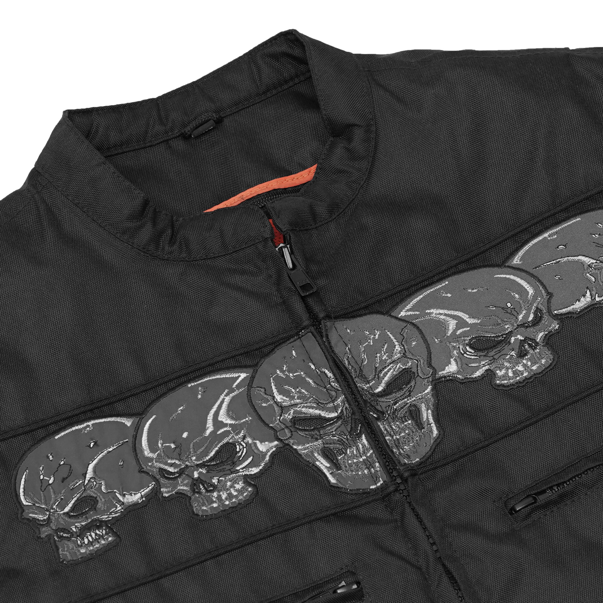 BSM1103 Men's Textile Scooter Style Jacket w/ Reflective Skulls - Image 7