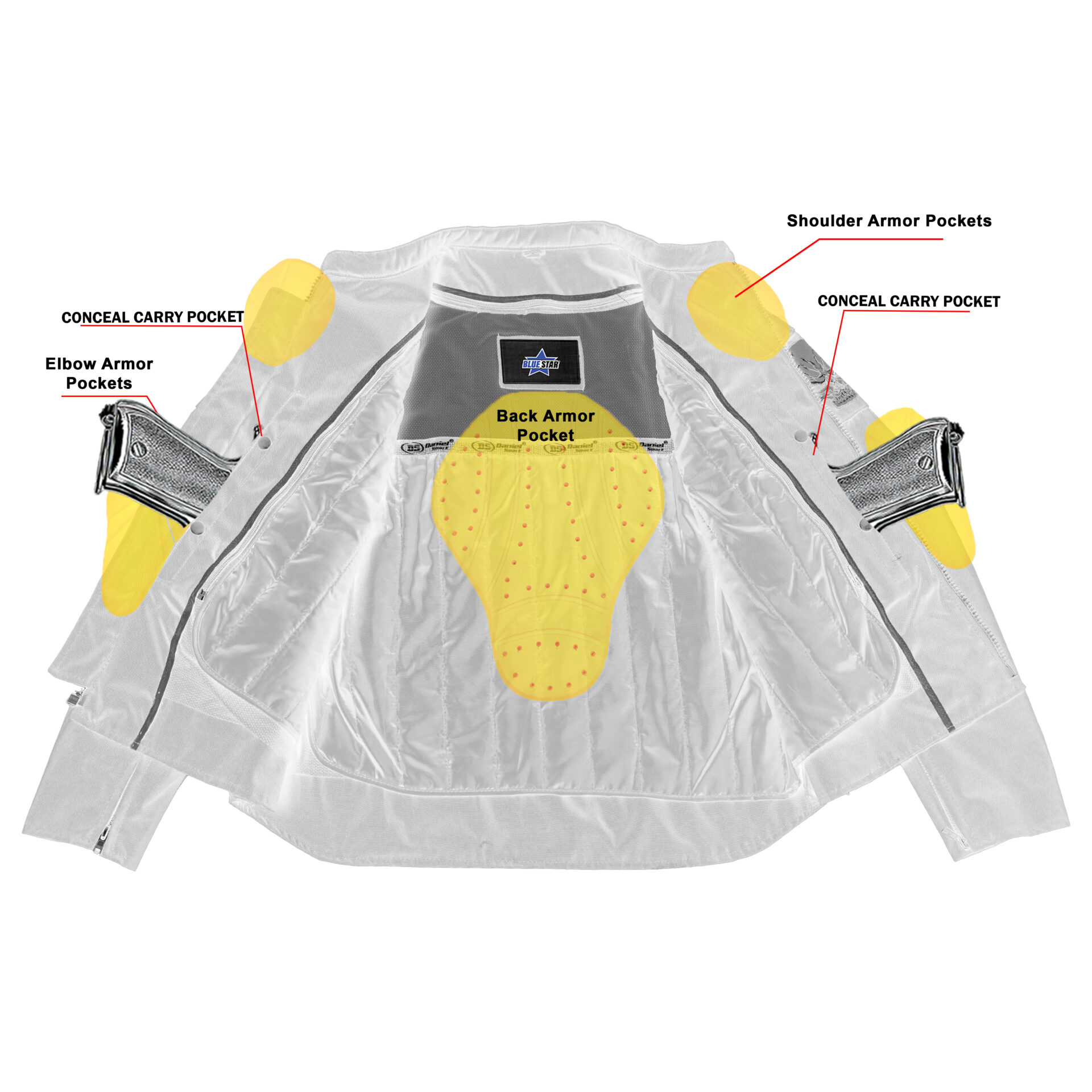 BSM1103 Men's Textile Scooter Style Jacket w/ Reflective Skulls - Image 4