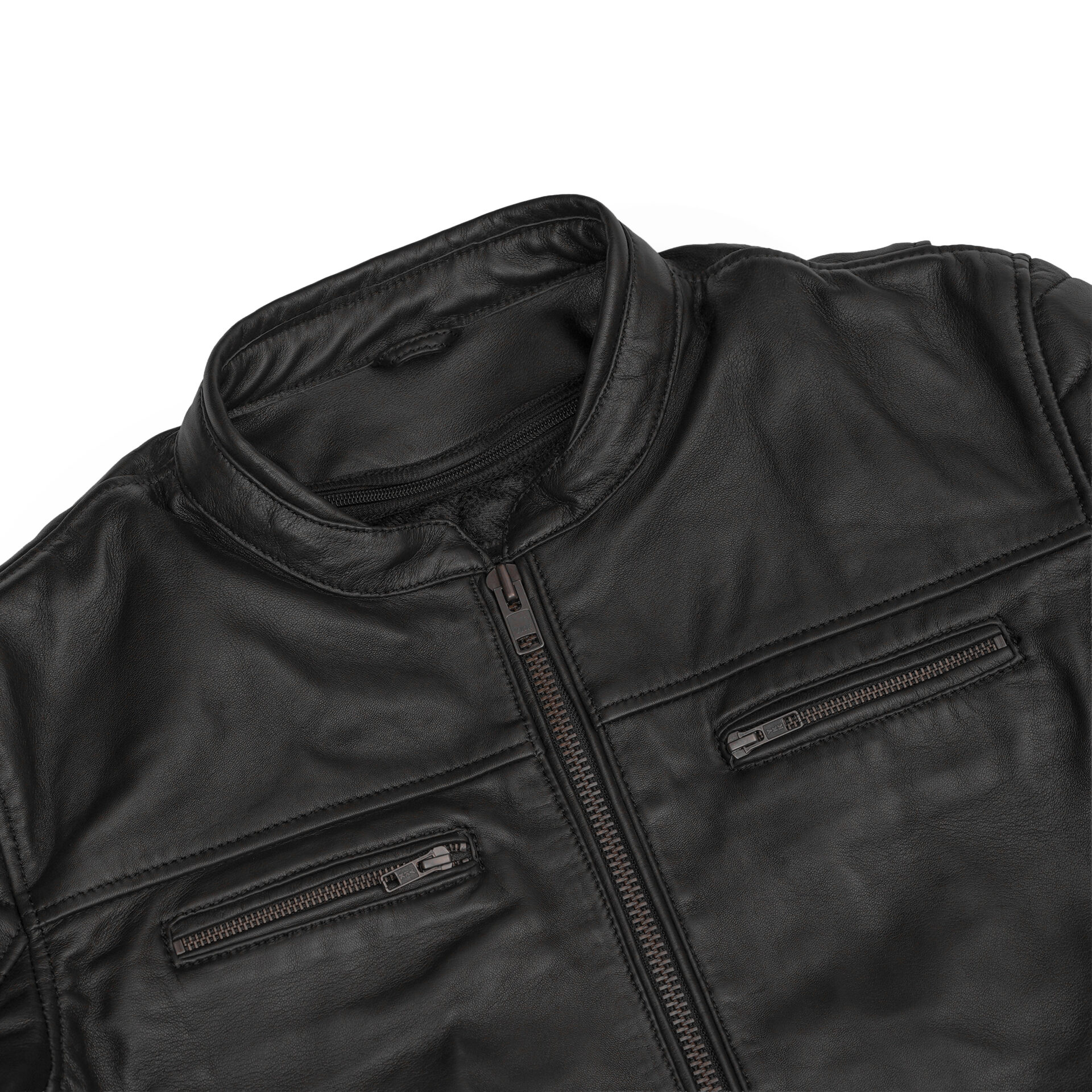 BSM1133 Men's Lightweight Drum Dyed Naked Lambskin Crossover Scooter Jacket - Image 9