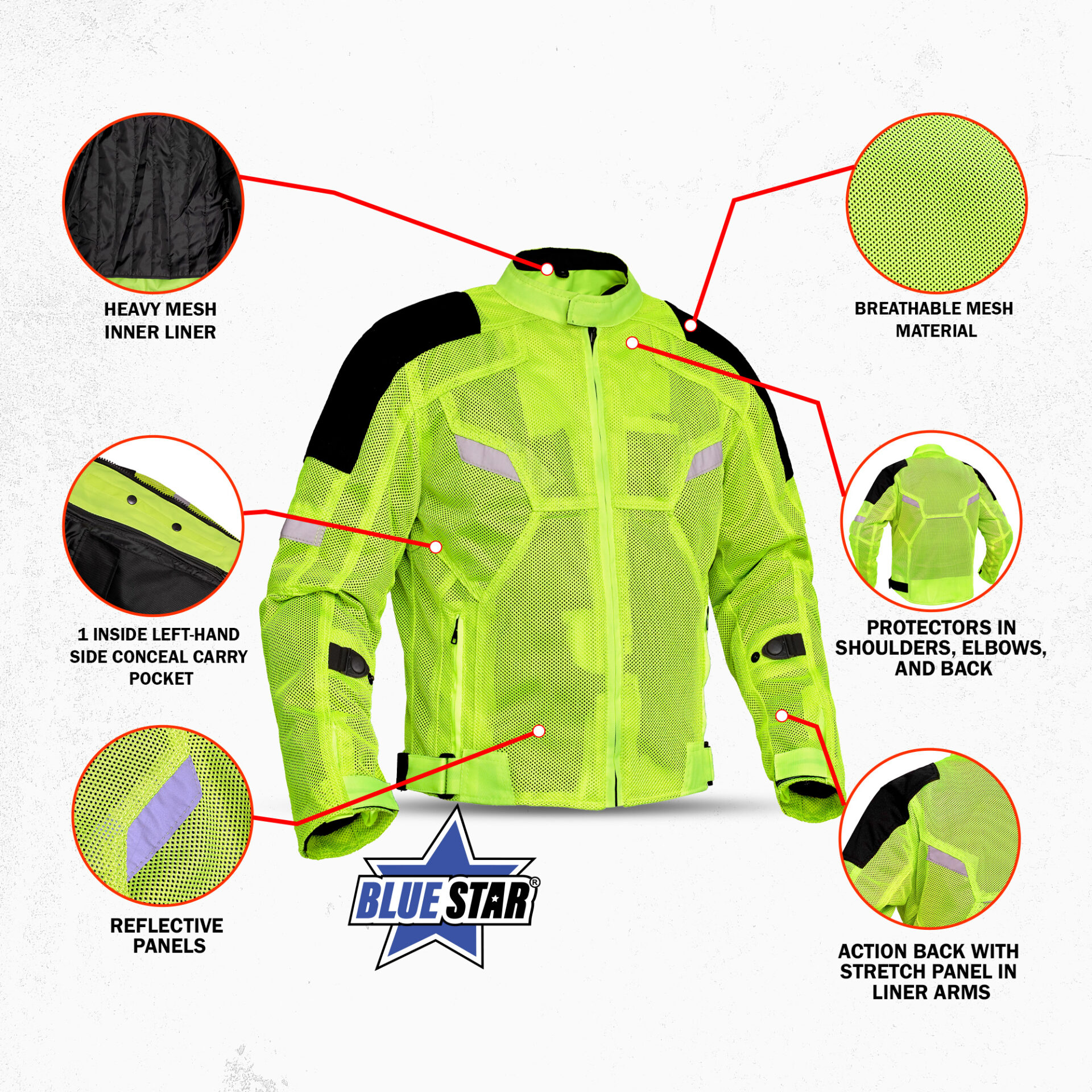 BSM1137 MEN'S PERFORMANCE MESH JACKET – HIGH VIS - Image 3