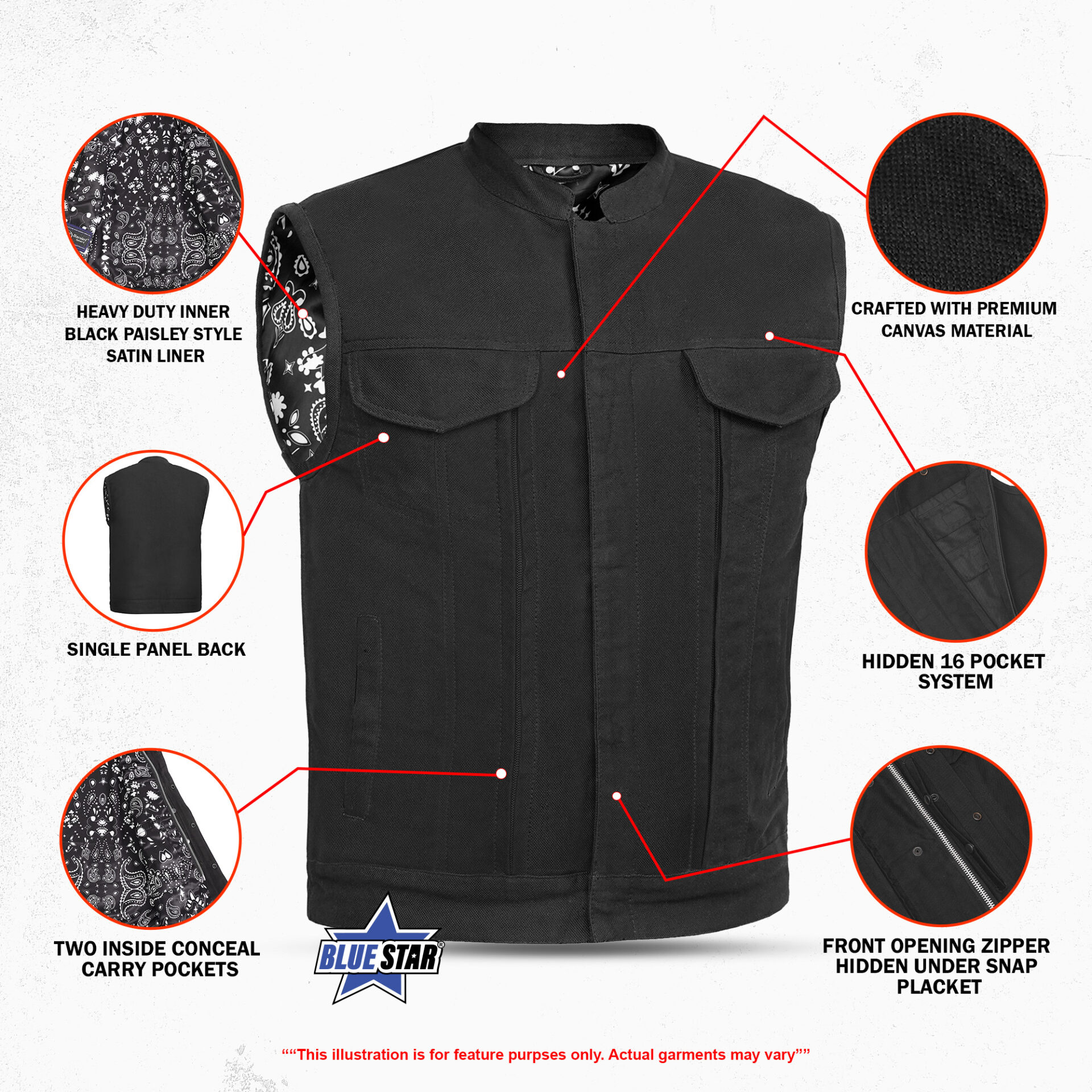 BSM1533 Men's Modern Utility Style Canvas Vest - Image 2