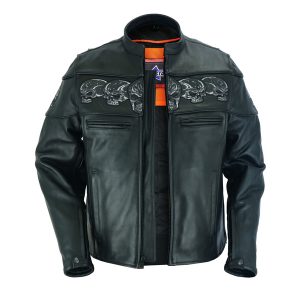 BSM1134 Men's Scooter Jacket w/Reflective Skulls