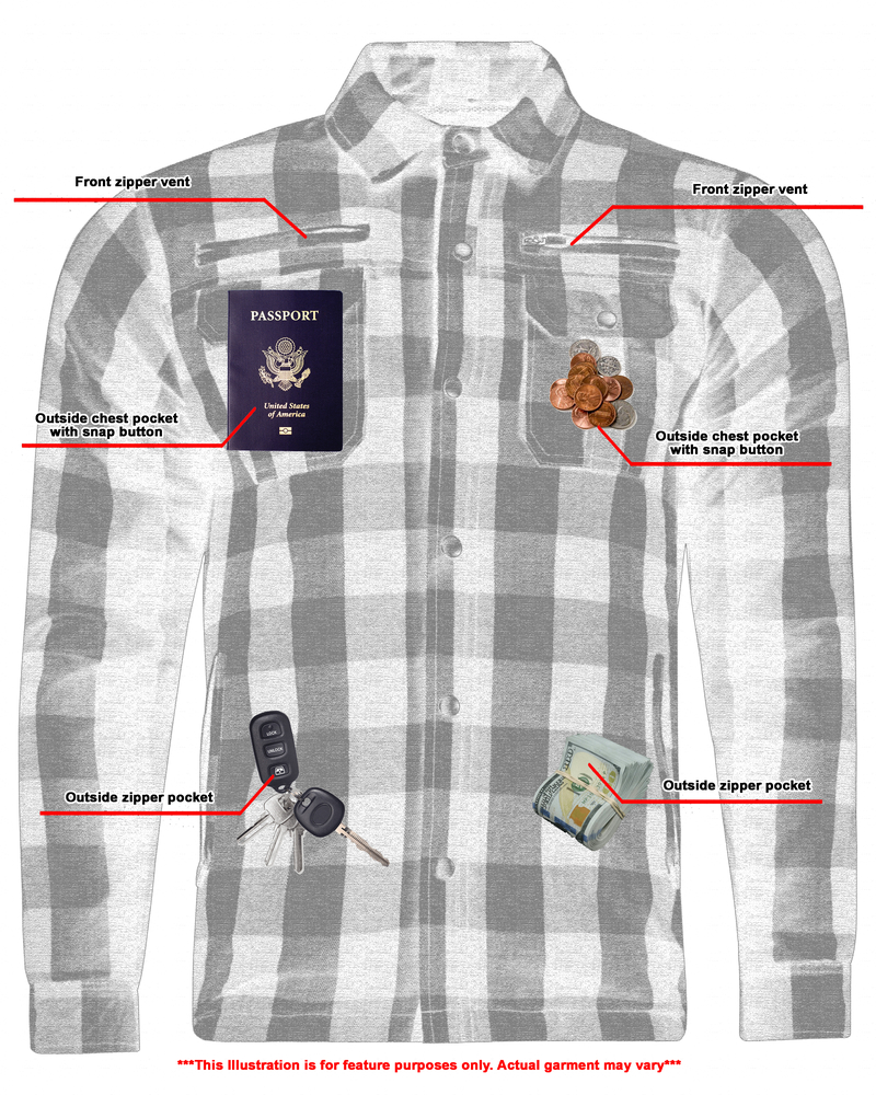BSM1152 Armored Flannel Shirt - Black, White & Red - Image 4