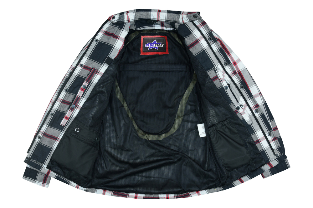 BSM1152 Armored Flannel Shirt - Black, White & Red - Image 5
