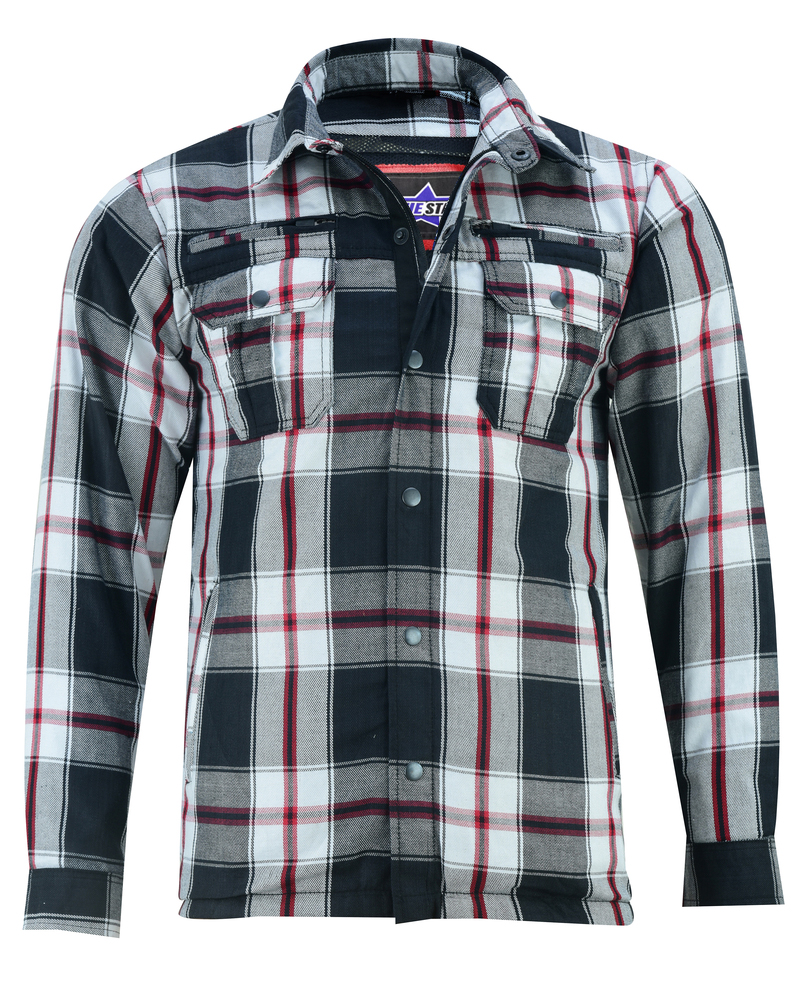 BSM1152 Armored Flannel Shirt - Black, White & Red - Image 3