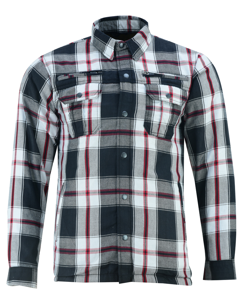 BSM1152 Armored Flannel Shirt - Black, White & Red - Image 8