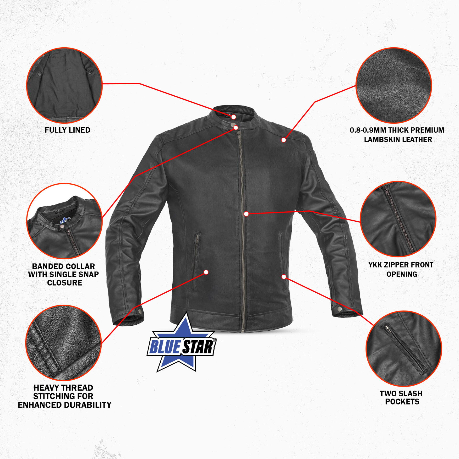 BSM1149 Classic Joe Men's Fashion Leather Jacket - Image 3