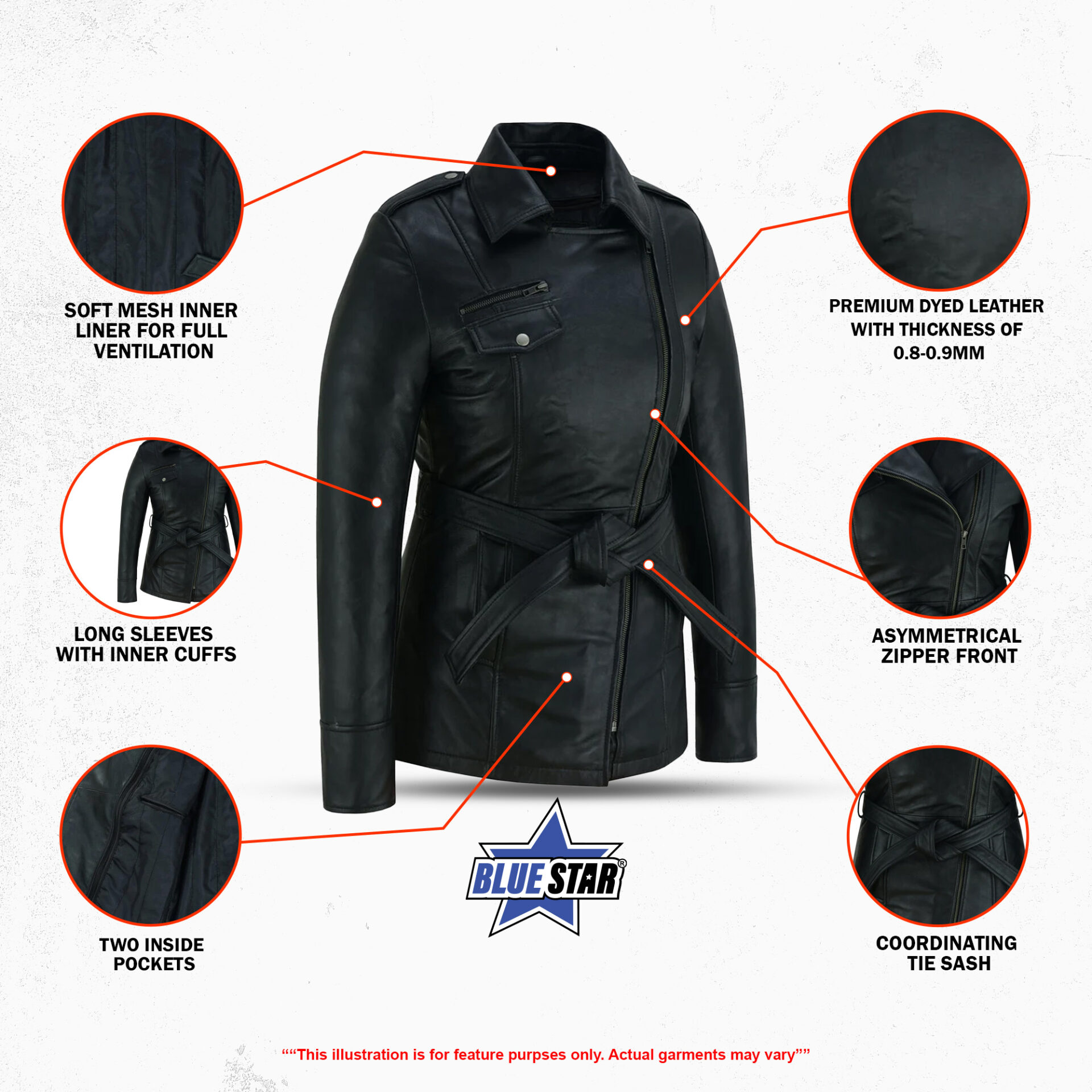 BSM1161 Elan Women’s Leather Jacket Black - Image 3