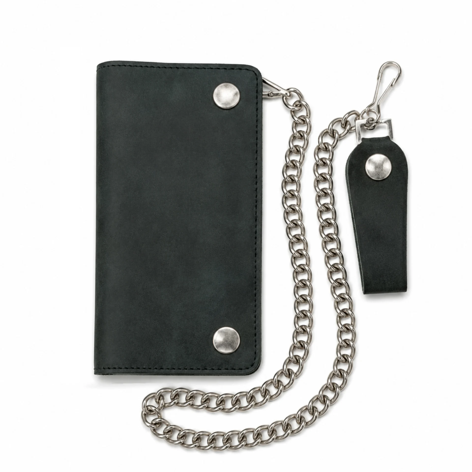 BSC238 Matte Black Biker Leather Wallet with Chain - Image 5